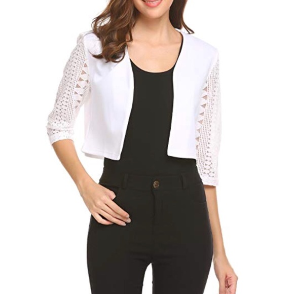 meaneor Jackets & Blazers - NWT Lace Cropped Blazer with 3/4 Sleeves